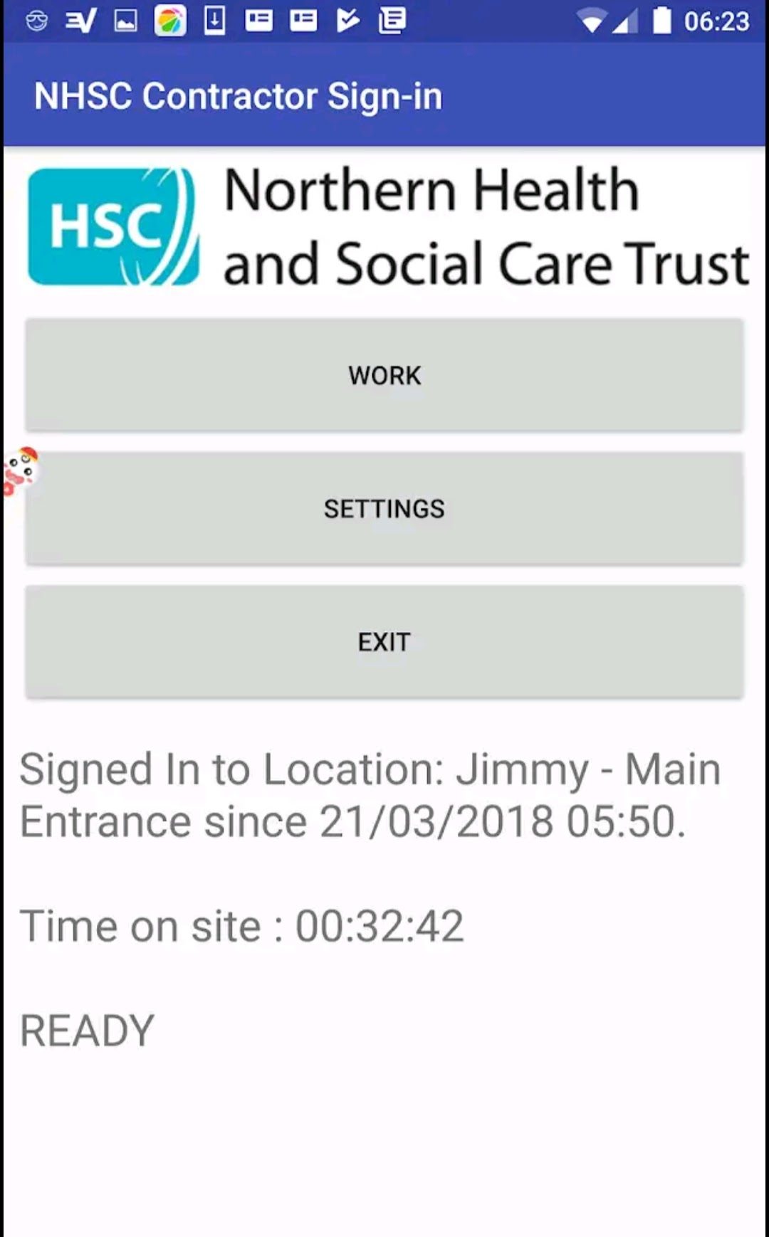 Contractor check-in app on a phone