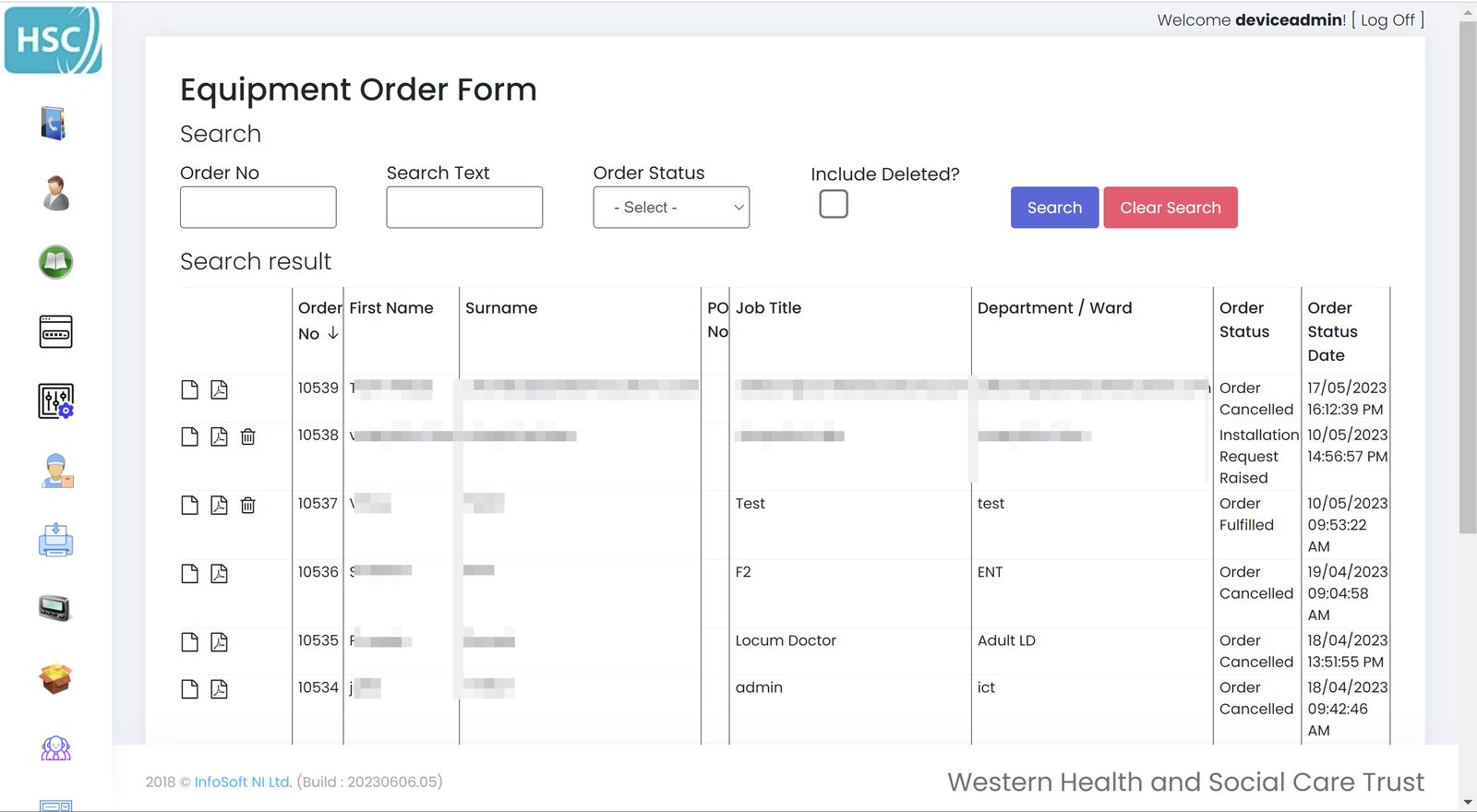 Approved orders for administrators